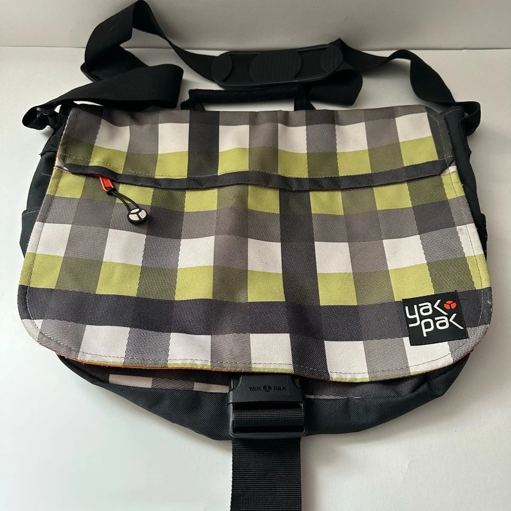 YAK PAK Checker Messenger Bag Unisex Height: 13” (Closed) Width: 16” Approx